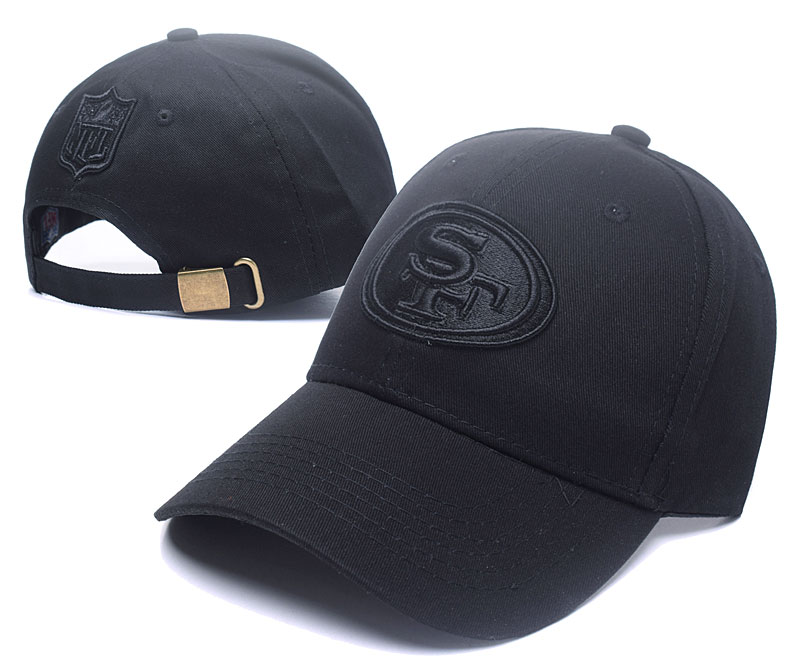 49ers Fresh Logo All Black Peaked Adjustable Hat SG